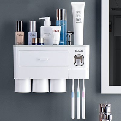 The Kindra Wall-Mounted Toothbrush & Toiletry Organizer