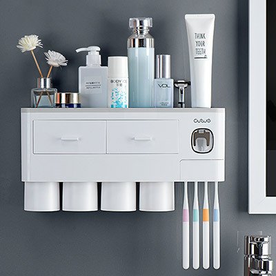 The Kindra Wall-Mounted Toothbrush & Toiletry Organizer