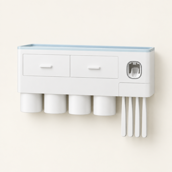 Create-a-premium-Kindra-Home-e-commerce (6) The Kindra Wall-Mounted Toothbrush & Toiletry Organizer