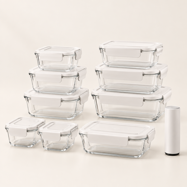 The Kindra Vacuum Glass Food Storage Set
