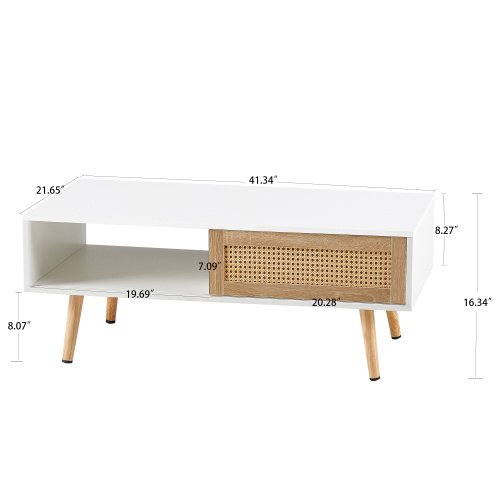 The Kindra Rattan Coffee Table with Sliding Storage