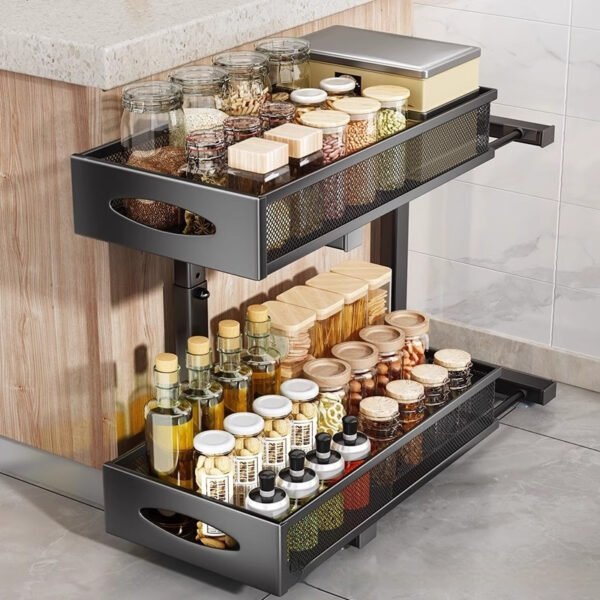 The Kindra Slide-Out Two-Tier Cabinet Storage Rack